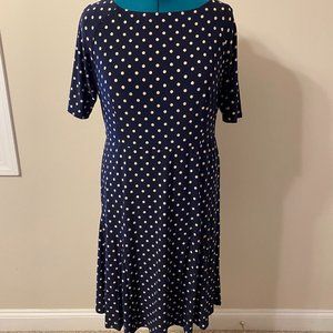 Jones New York size 16 Navy/White Polka Dot Dress